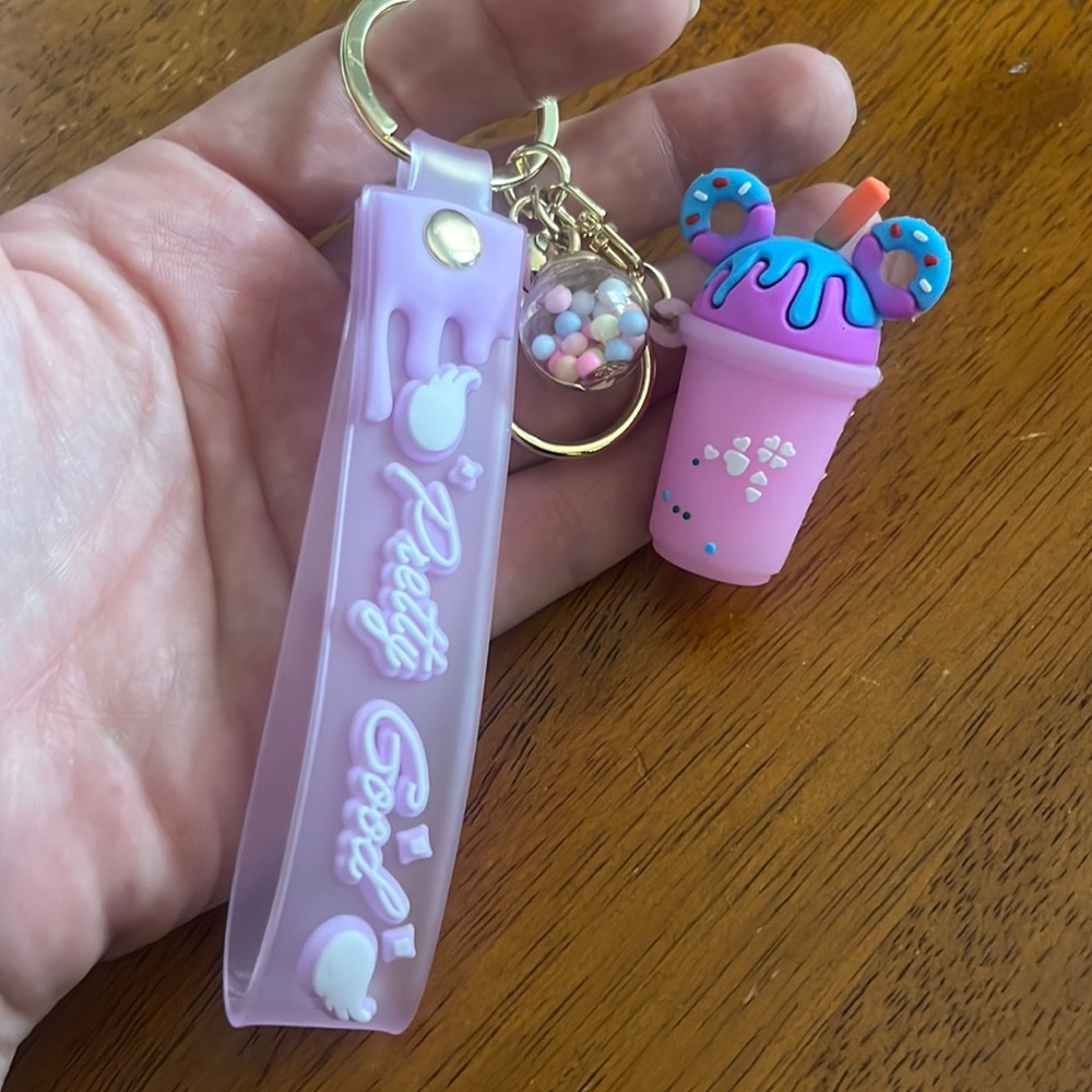 Donut coffee cup keychain
